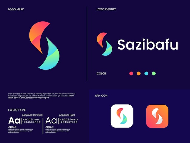 S brief modern logo ontwerpsjabloon