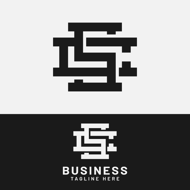 S C SC CS Letter Monogram Initial Logo Design Template