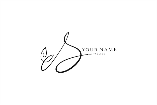 S eerste handtekening logo met bloemknop variatie Handschrift logo sjabloon vector