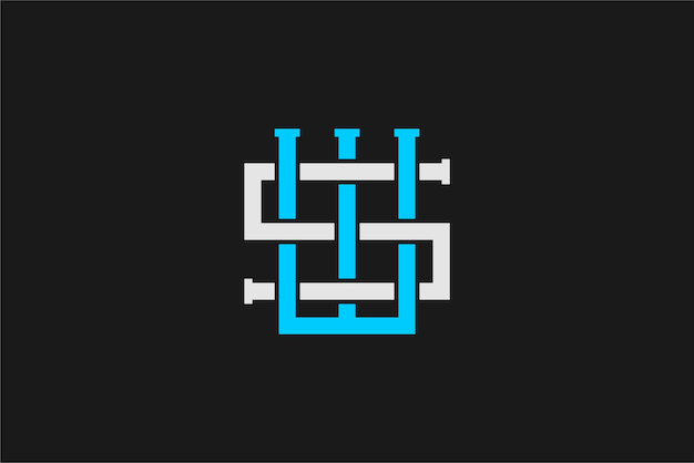 Vector s en w brief eerste logo ontwerp lijnstijl moderne eenvoudige minimalistische zakelijke technologie pictogram symb
