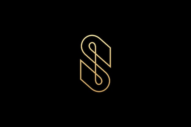 S gold linear logo vector in minimalist design