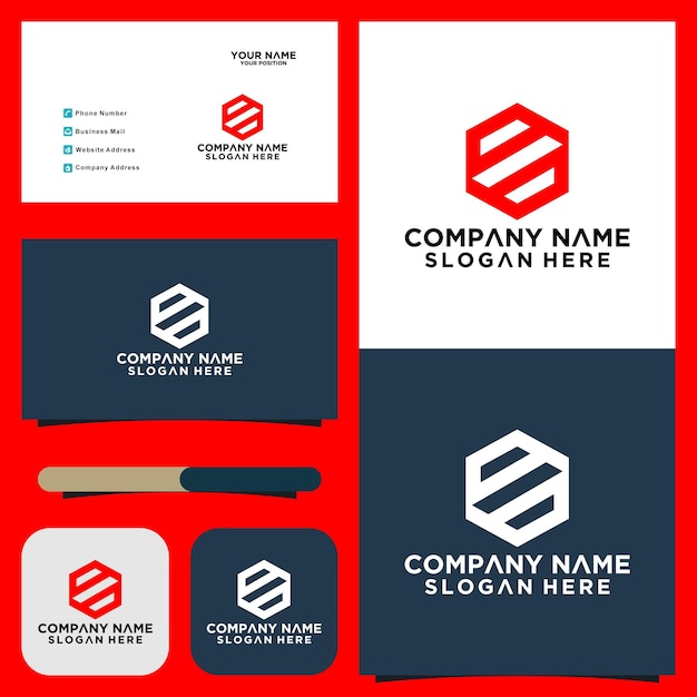 s hexagonal letter logo design template