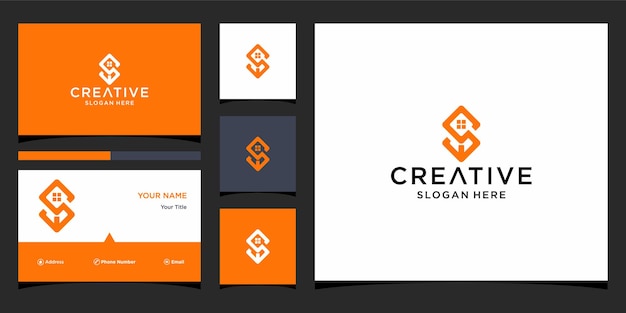 S home logo design with business card template