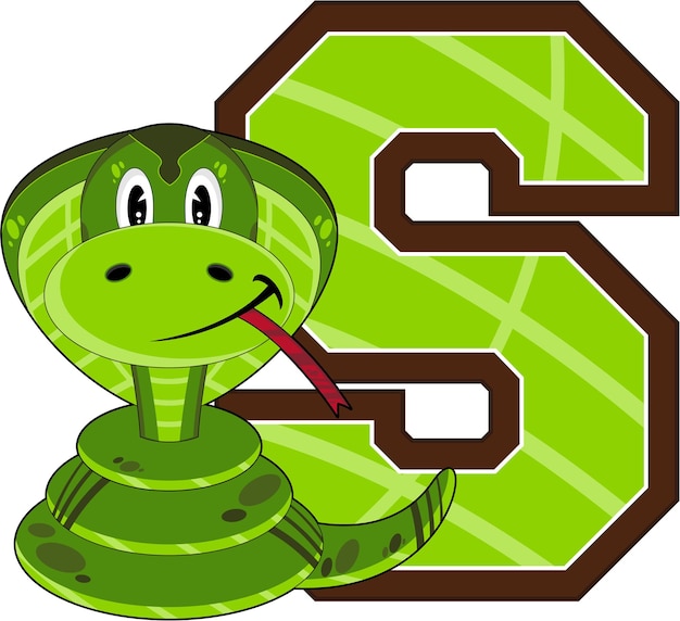 Vettore s sta per snake alphabet learning educational illustration