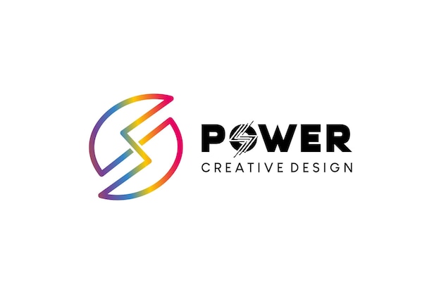 S letter colorful energy power logo design striped style electric voltage or lightning logo vector illustration