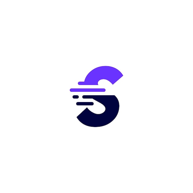 S letter dash kleine letters tech digitale snelle snelle levering beweging blauwe logo vector pictogram illustratie