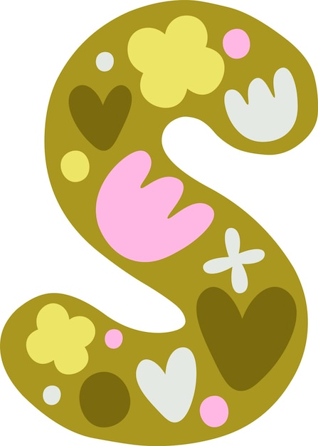 Vector s letter floral alphabet