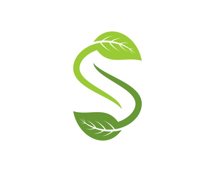 Vector s letter from green nature leaf