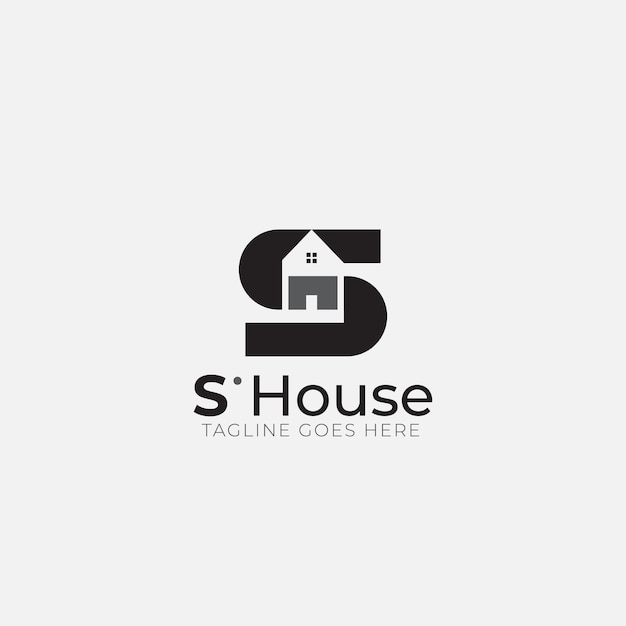 S letter and House logo design icon simple and minimal