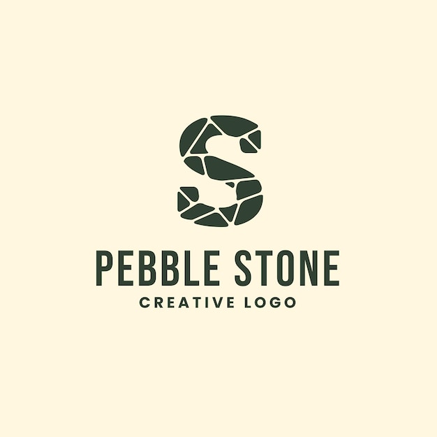 S Letter Pebble Stone organisch en luxueus logo-ontwerp