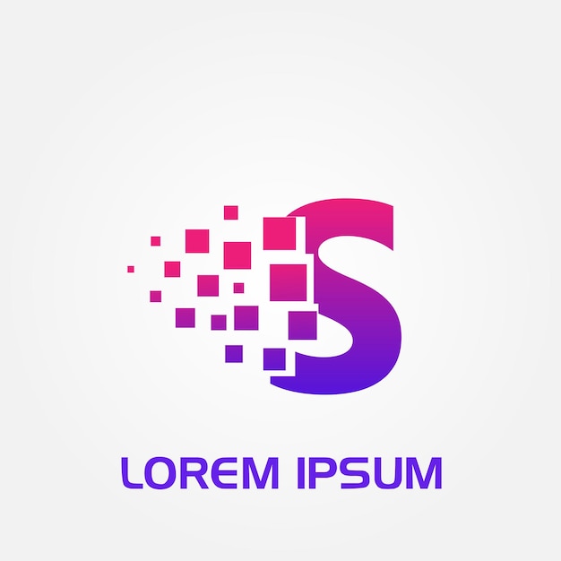 S Letter Pixel Flow Style Initial-logo