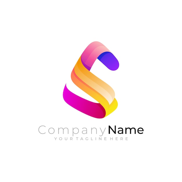 S logo letter S logo with 3d colorful design 3d style