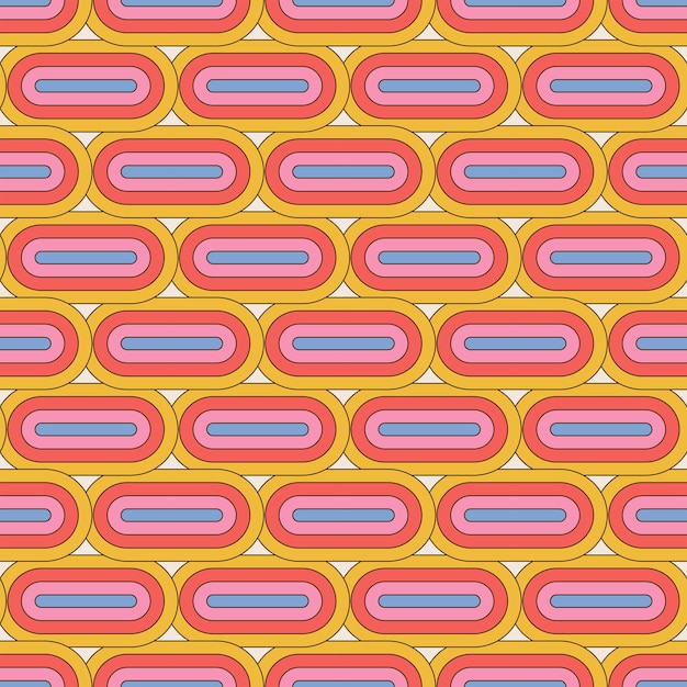 S retro geometric seamless pattern abstract s and s aesthetic style linear color vector illustration