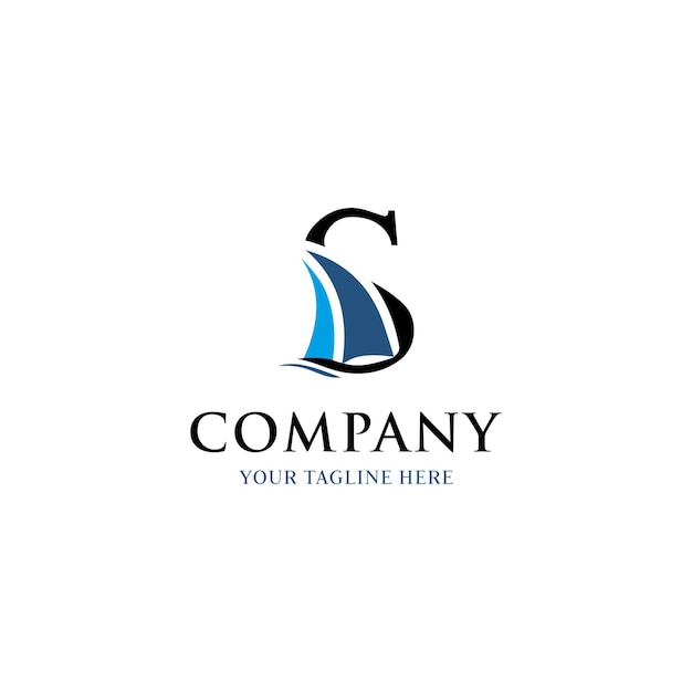 S sailing boat or yatch or ship logo template