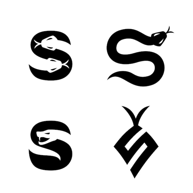 S Snake initial letter logo icon design set collection