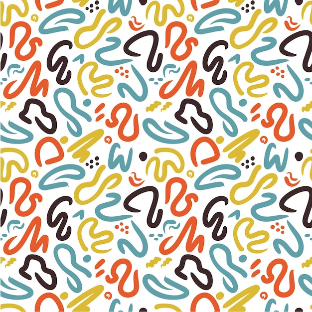 S style squiggles seamless pattern colorful doodles for textile or background cheerful colorful chil