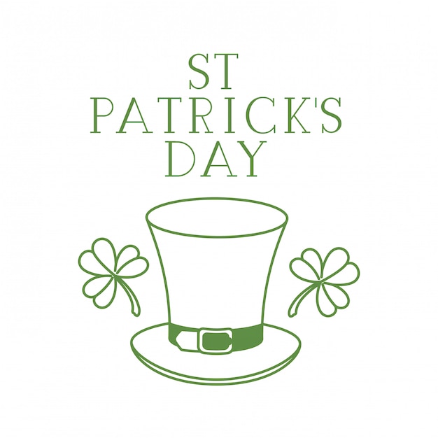 S.t. patrick`s day label with clover and elf hat icons