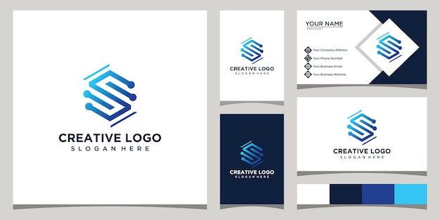 S and technology letter design logo template with business card design