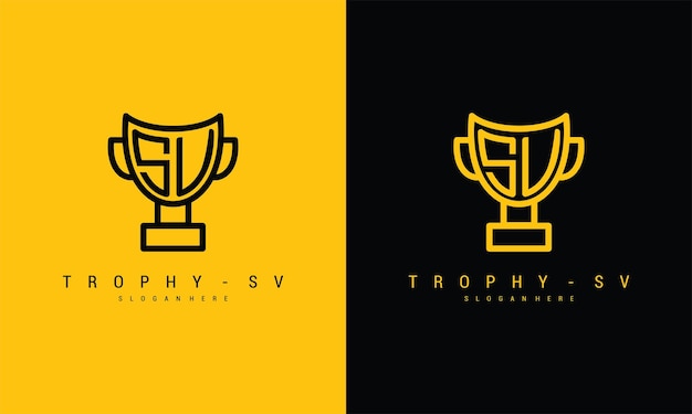 S v letter trophy marking victory logo vector icon illustration premium vector