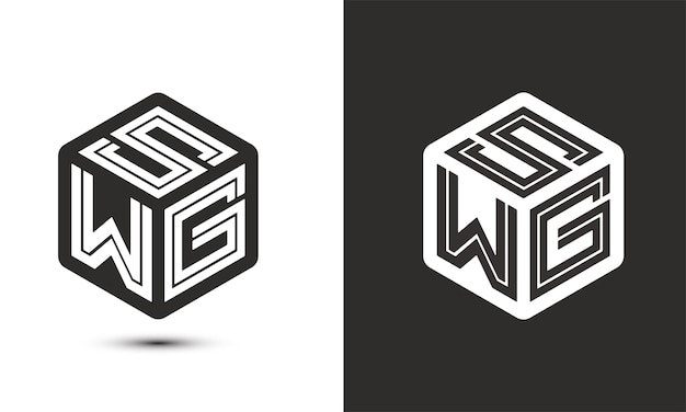 Vector s w g letter logo design with illustrator cube logo vector logo modern alphabet font overlap style premium business logo icon white color on black background