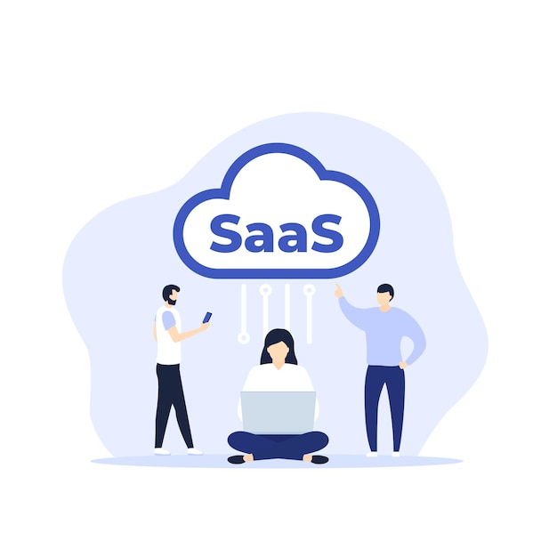 Saas cloudservice vectorillustratie met mensen