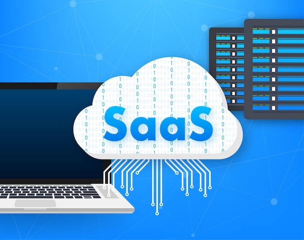 saas software as a service cloud sevice synchronize vector illustration
