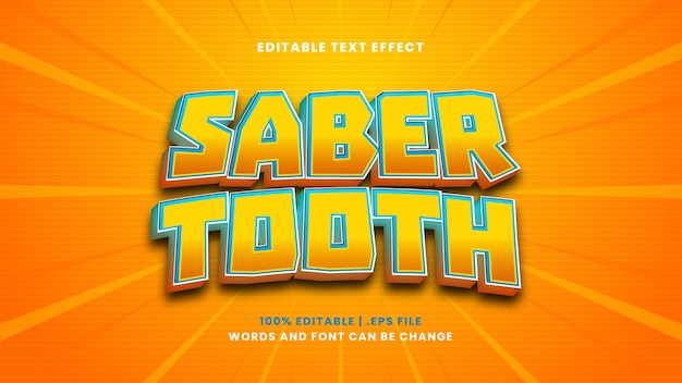 Effetto di testo modificabile a denti di sciabola in moderno stile 3d