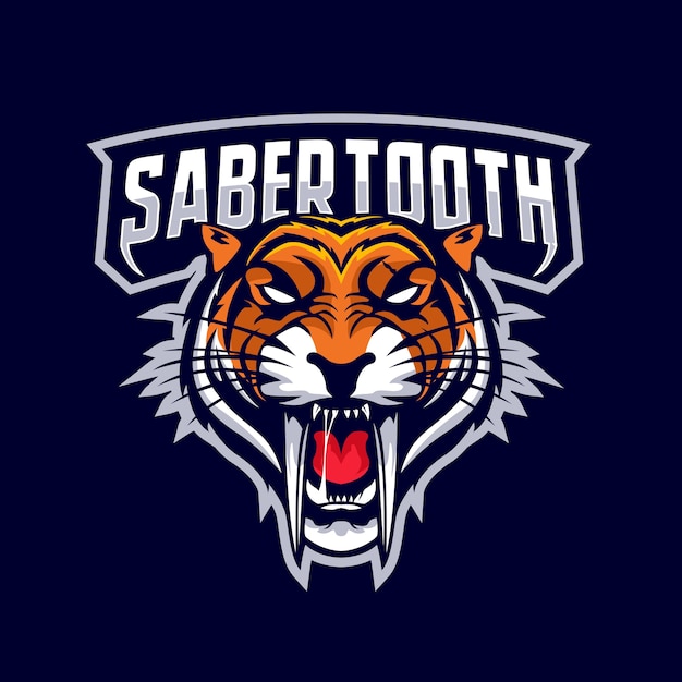 Sabertooth head mascot logo