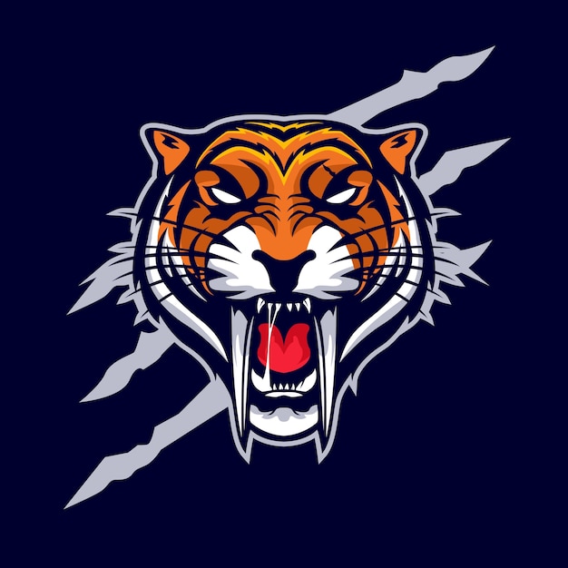 Vector sabertooth head mascot