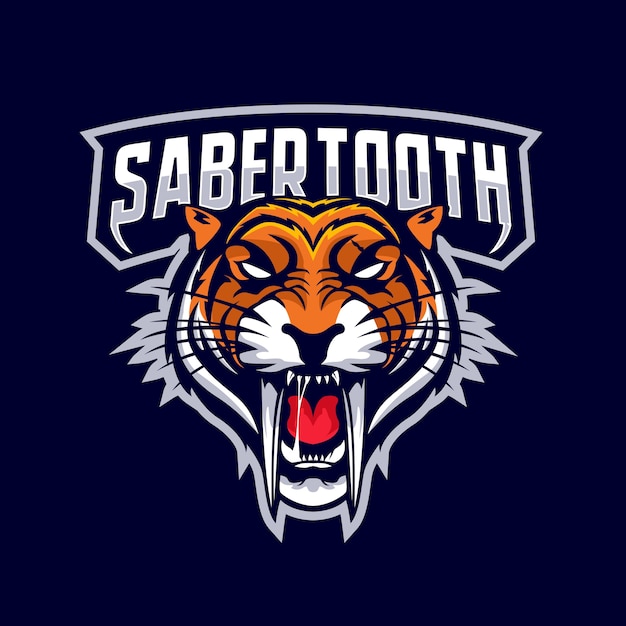 Sabertooth hoofd mascotte logo