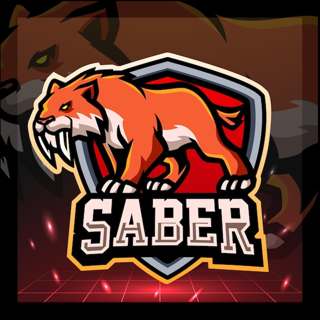 Sabertooth mascotte esport logo ontwerp