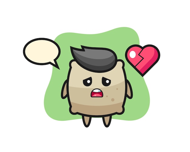 Sack cartoon illustration is broken heart , cute style design for t shirt, sticker, logo element