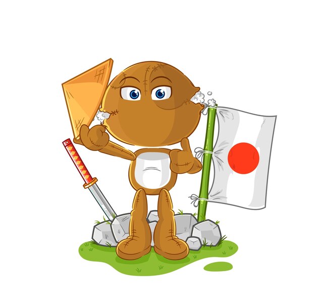 sack doll japanese vector cartoon character