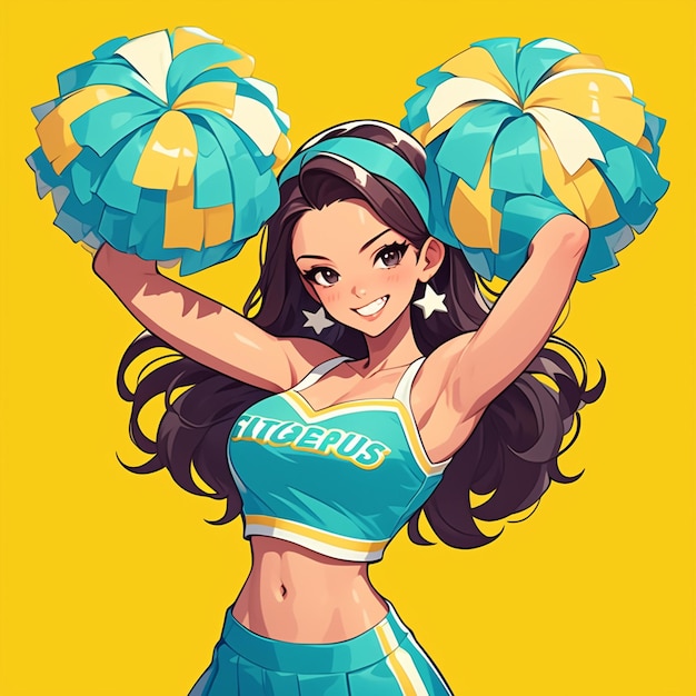 Vector a sacramento girl does cheerleading in cartoon style