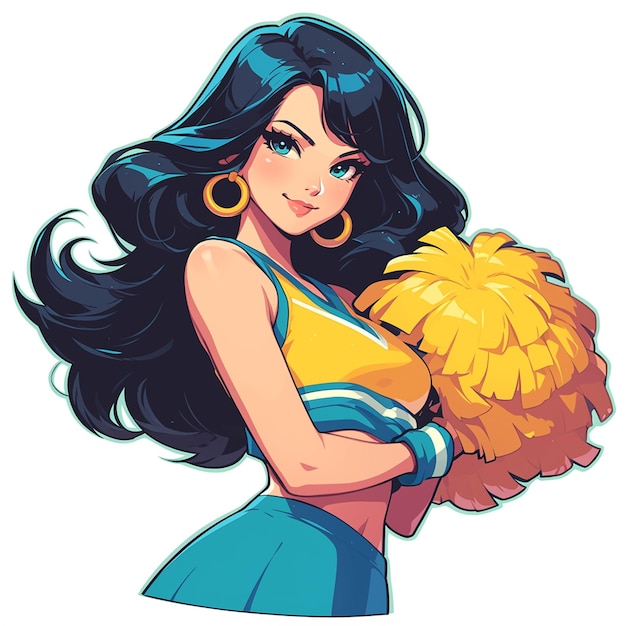 A sacramento girl does cheerleading in cartoon style