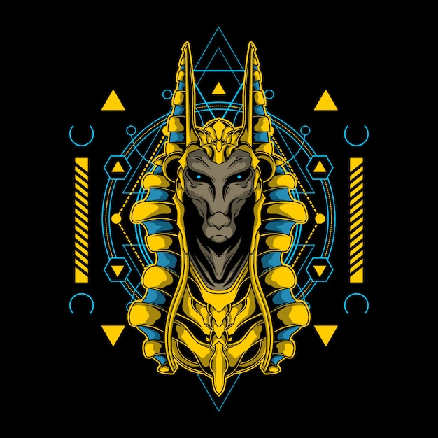Vector sacred anubis illustration with sacred geometry