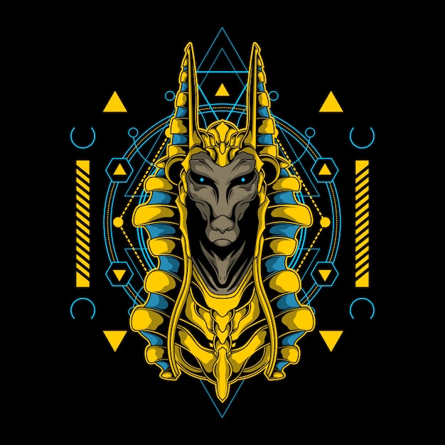 sacred anubis illustration with sacred geometry