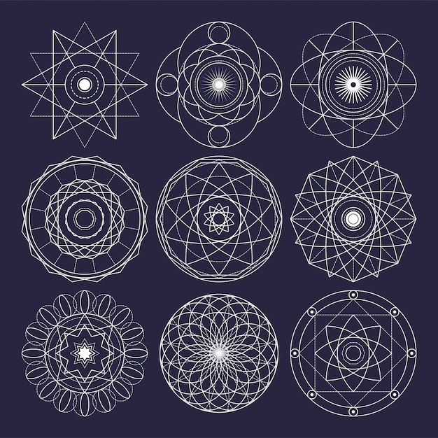 Vector sacred geometry  design elements. original outline  (non expanded stroke).