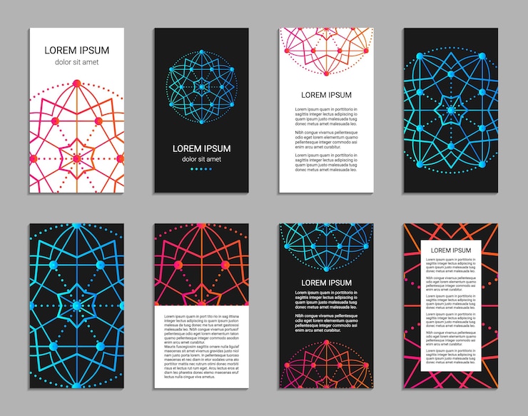 Vector sacred geometry flyer set.