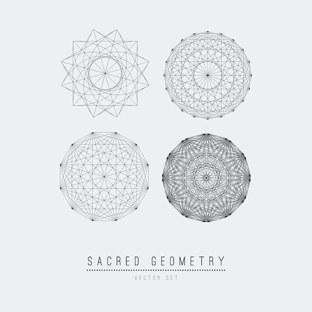 Sacred geometry line vector element flower of life vector illustration