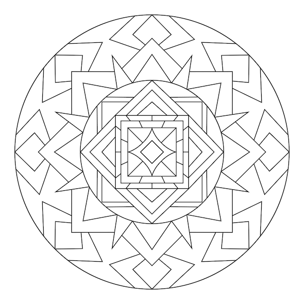 Sacred geometry mandala coloring page for adults Abstract mystical signs vector illustration