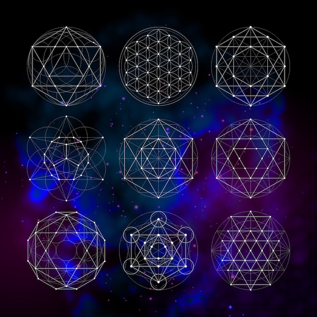 Vector sacred geometry. numerology astrology signs and symbols