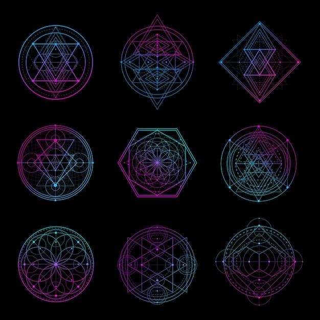 Sacred geometry sign with neon color