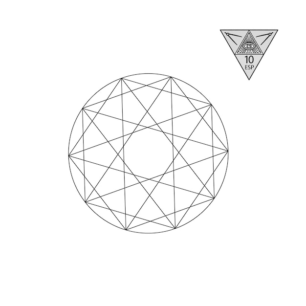 神聖な幾何学 ベクトル イラスト白で隔離 神聖な幾何学 白い背景に黒い線