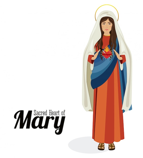 Vector sacred heart of holy mary, vector illustration