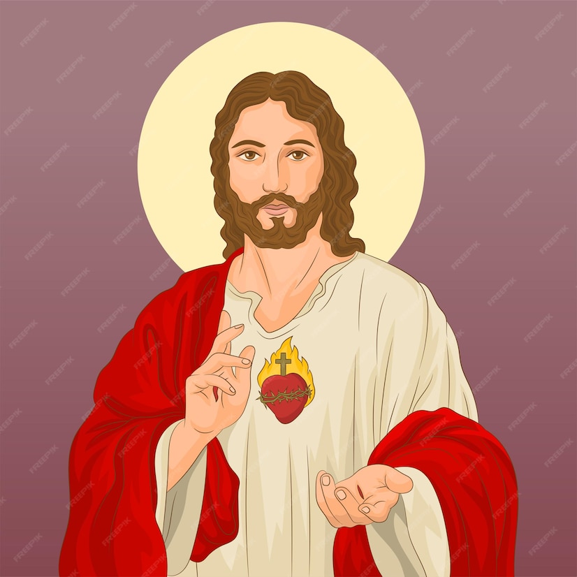 Premium Vector | Sacred Heart of Jesus Christ