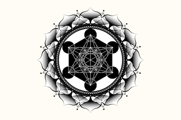 Vettore mandala sacra di metatrons cubo mistico fiore della vita geometria sacra elemento grafico logo