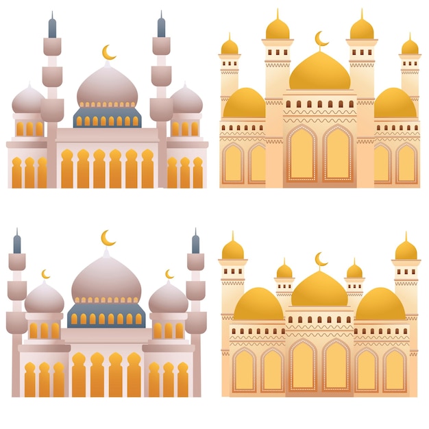 Vector sacred mosques islamic vector masterpieces