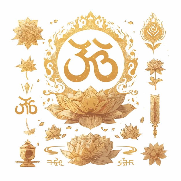 Vector sacred om symbol in various designs