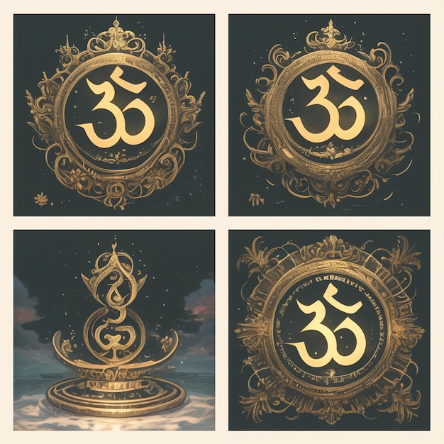 Vector sacred om symbol in various designs
